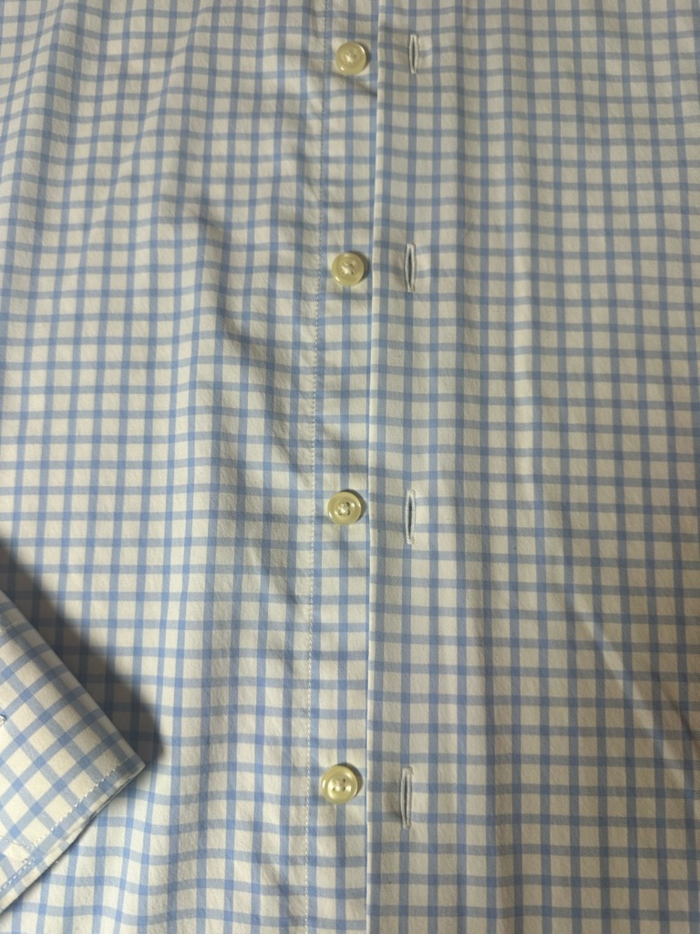 Peter Millar Light Blue and White Check Polo-Style Button Shirt - Picture 2 of 4